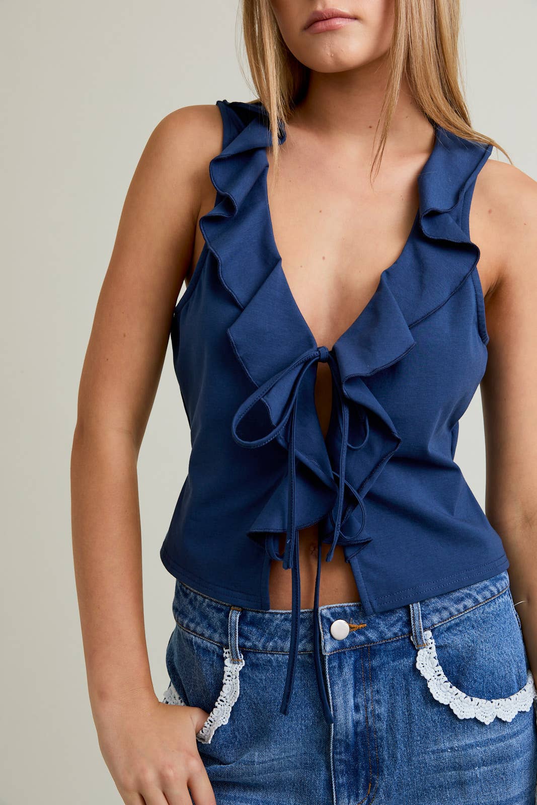 Sapphire Ruffle Tie Top
