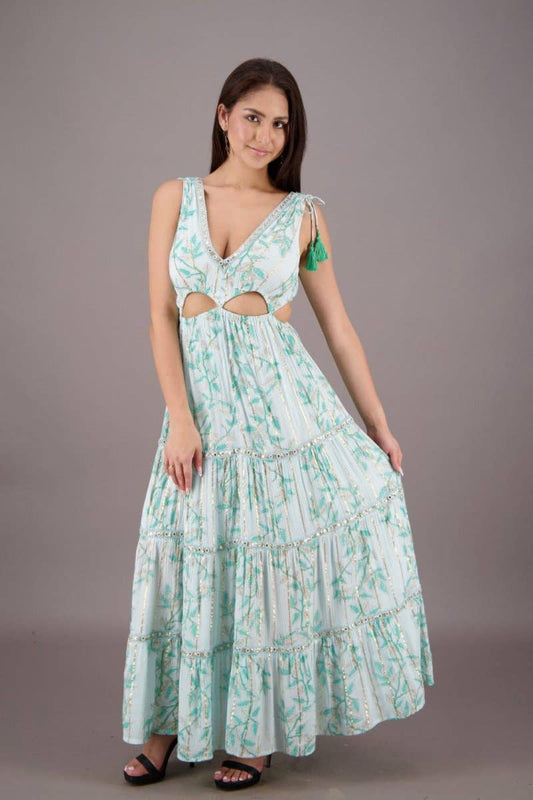 Mint Breeze Cutout Maxi Dress