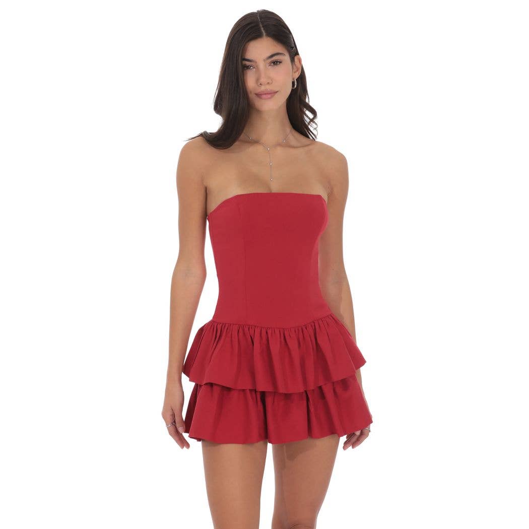 Ruby Ruffle Strapless Mini Dress