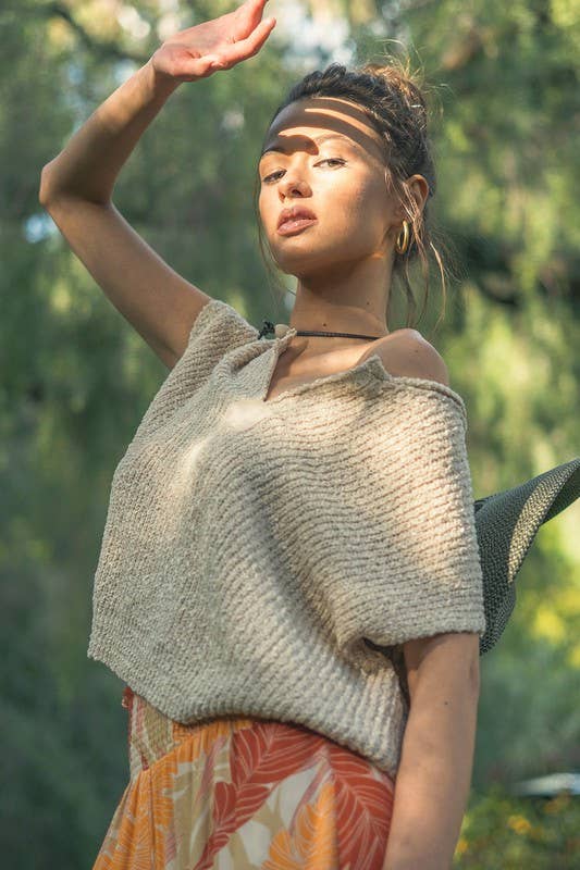 Slouchy Cropped Vneck Sweater