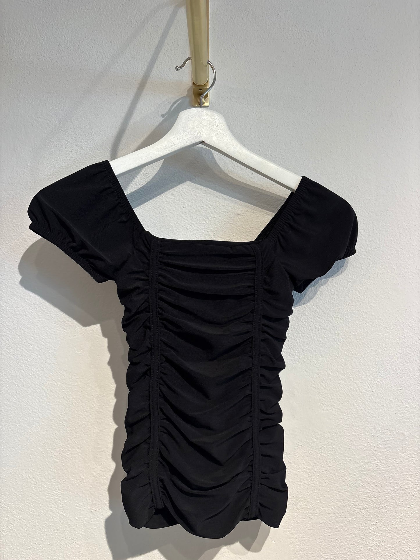 Amelia Ruched Black Blouse