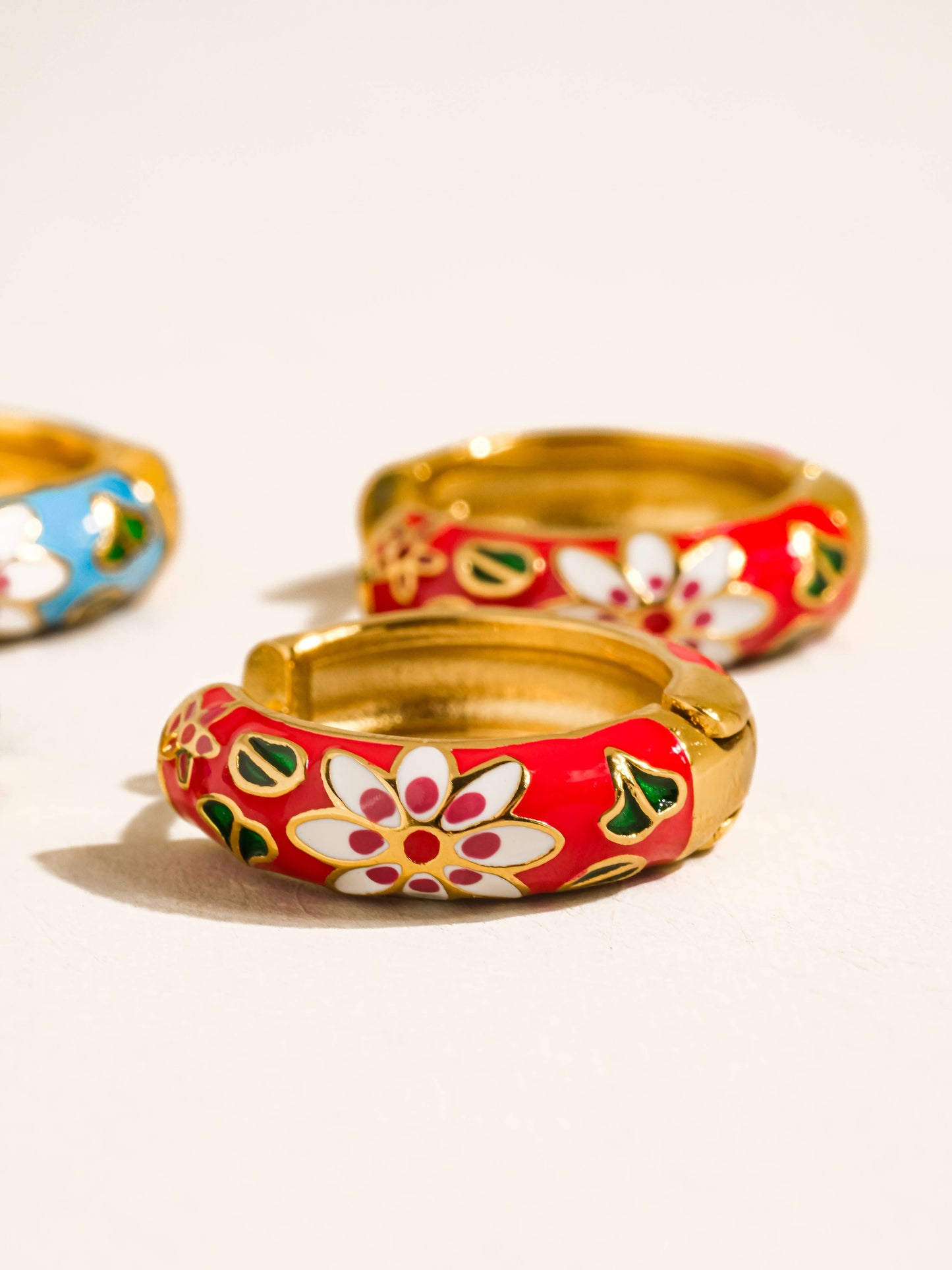 Isabeau 18K Gold Non-Tarnish Vintage Floral Hoop Earrings