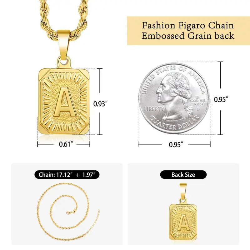 18K Gold Plated Letter Tag Necklace