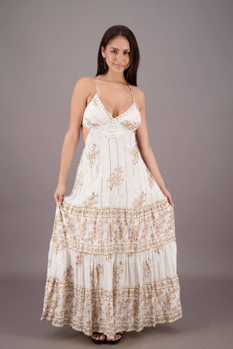 Boho Bloom Cutout Maxi Dress