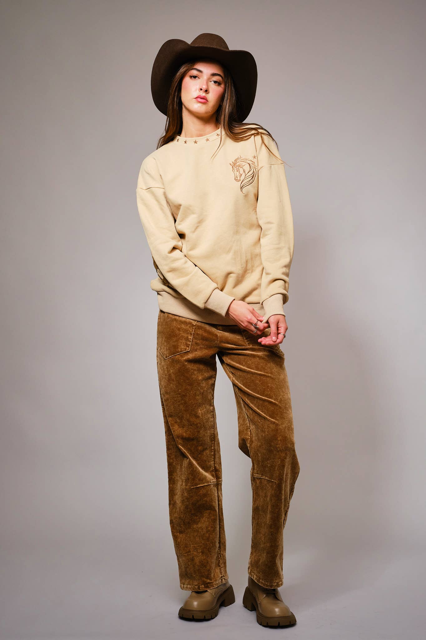 Giddy Up Horse Embroidered Sweatshirt