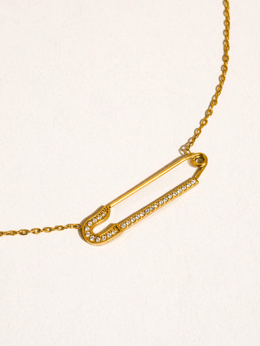 Lyselle 18K Gold Non-Tarnish Dainty Bar Necklace