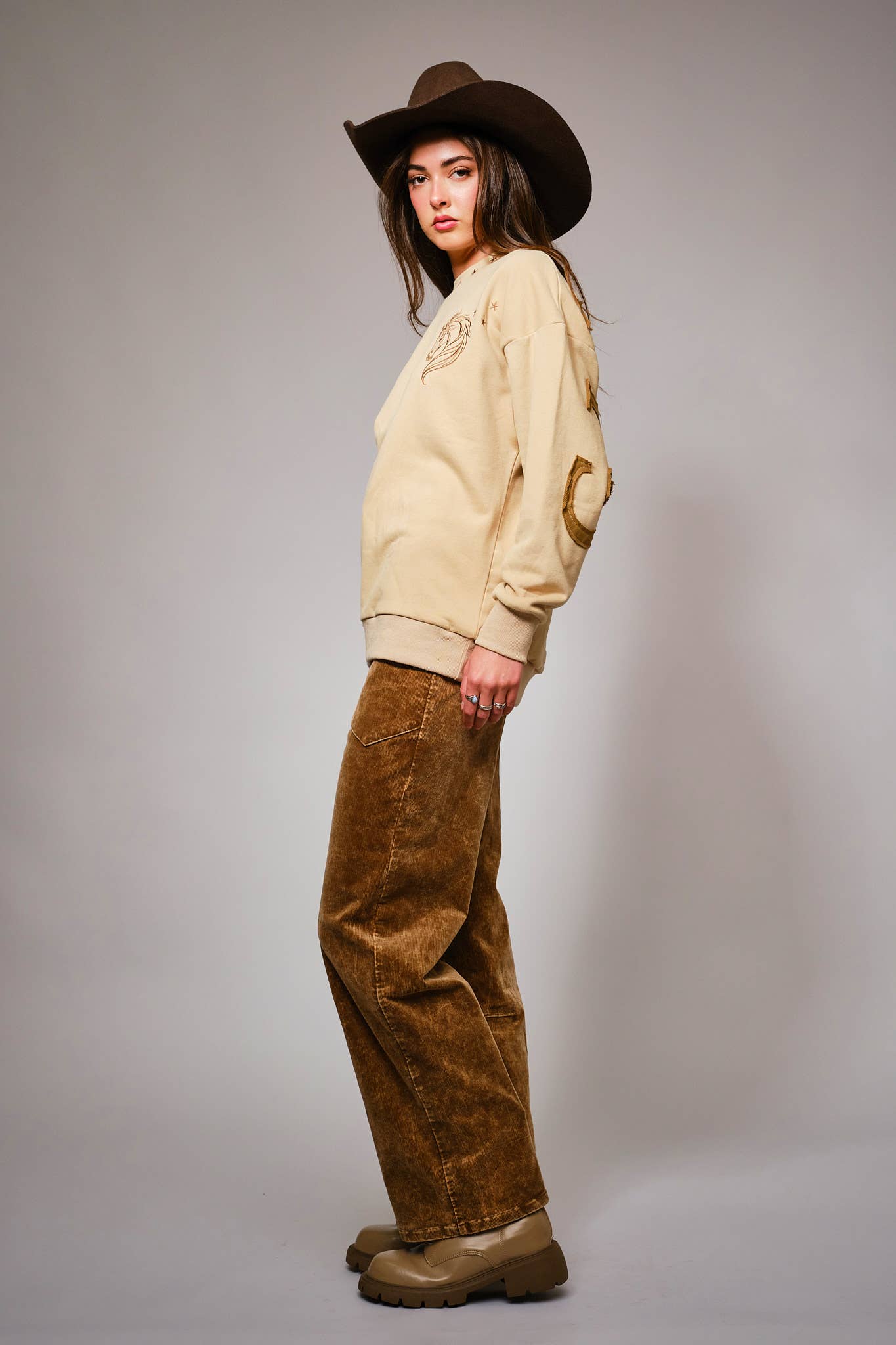 Giddy Up Horse Embroidered Sweatshirt