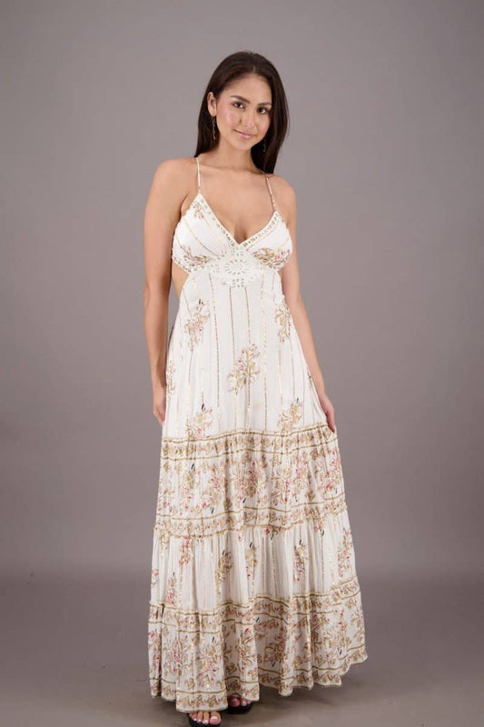 Boho Bloom Cutout Maxi Dress