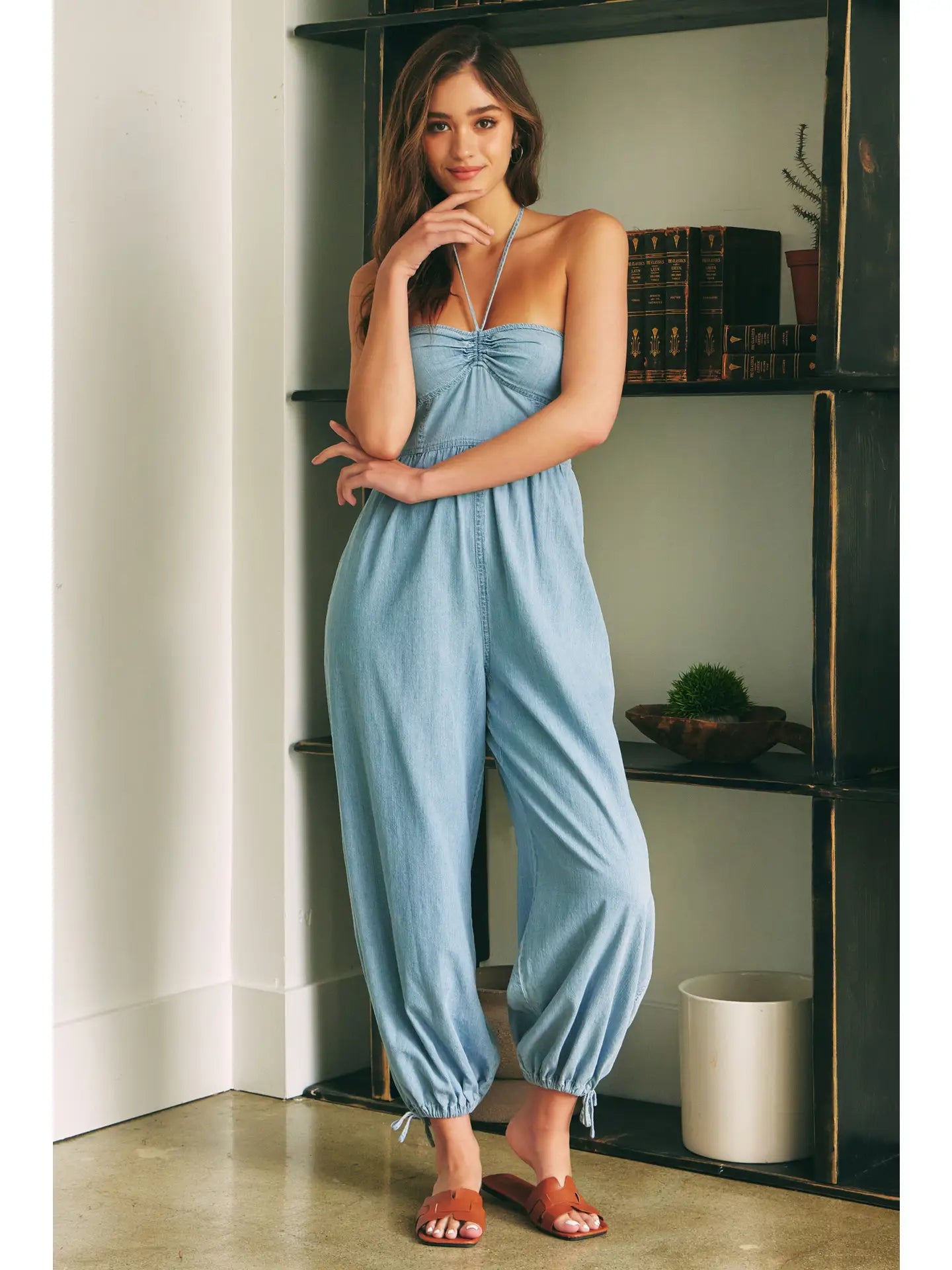 MS Denim Halter Neck Jumpsuit