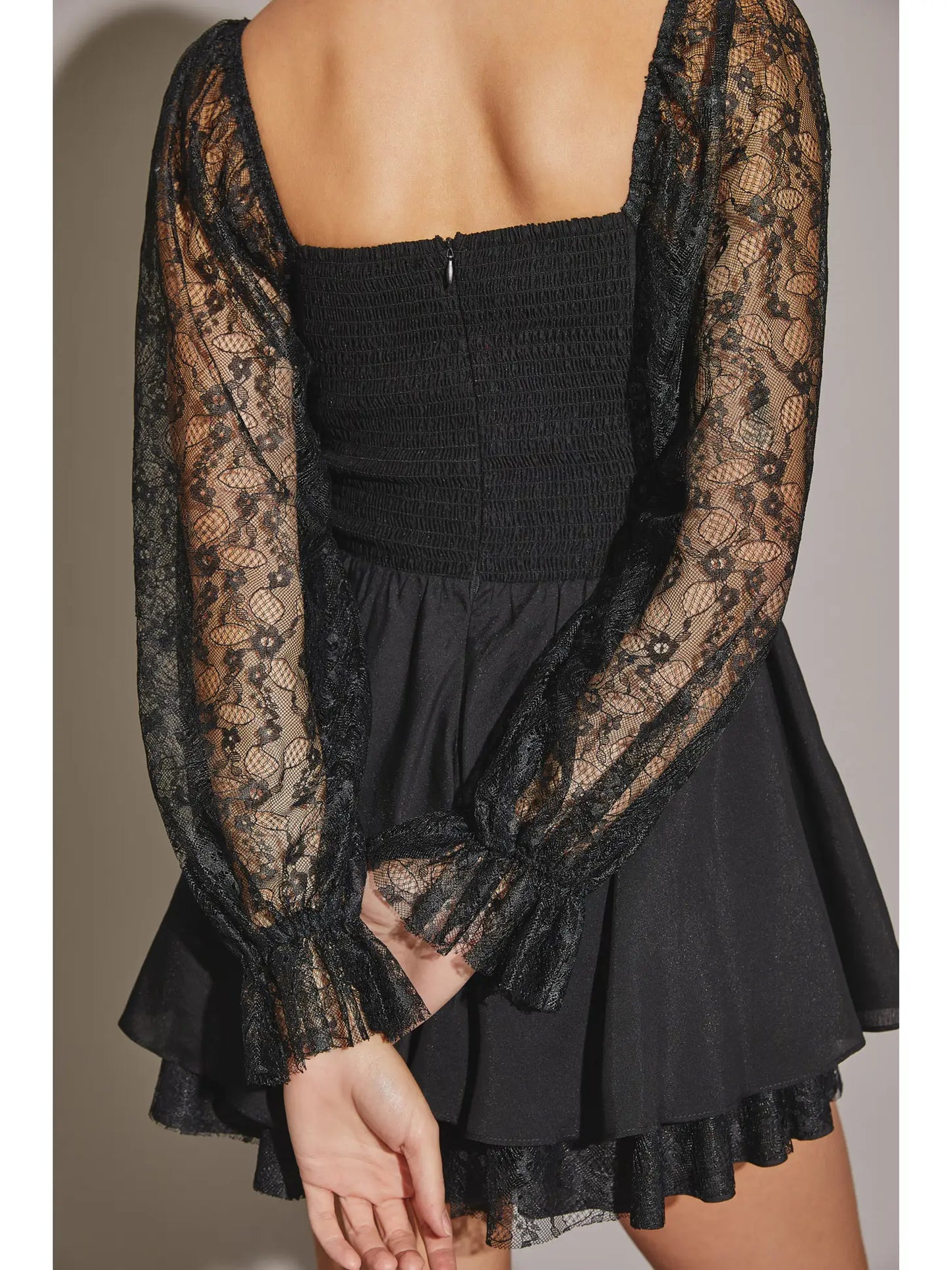 MS Lacey Sleeve Black Dress