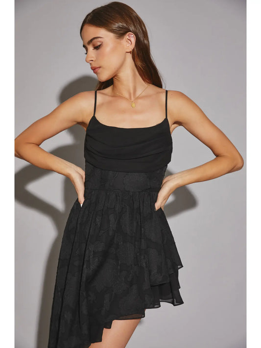 MS Unbalanced Ruffle Dress
