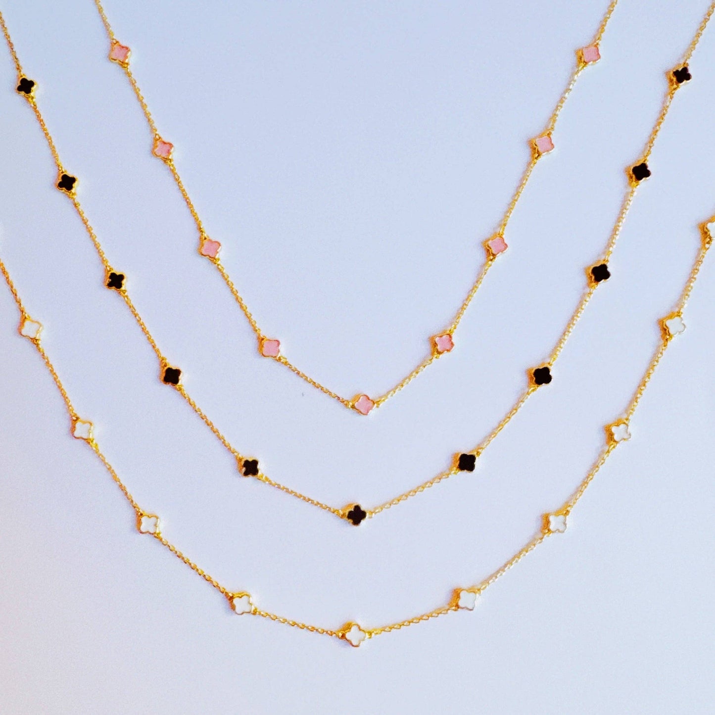 Petite Colored Clover Necklace