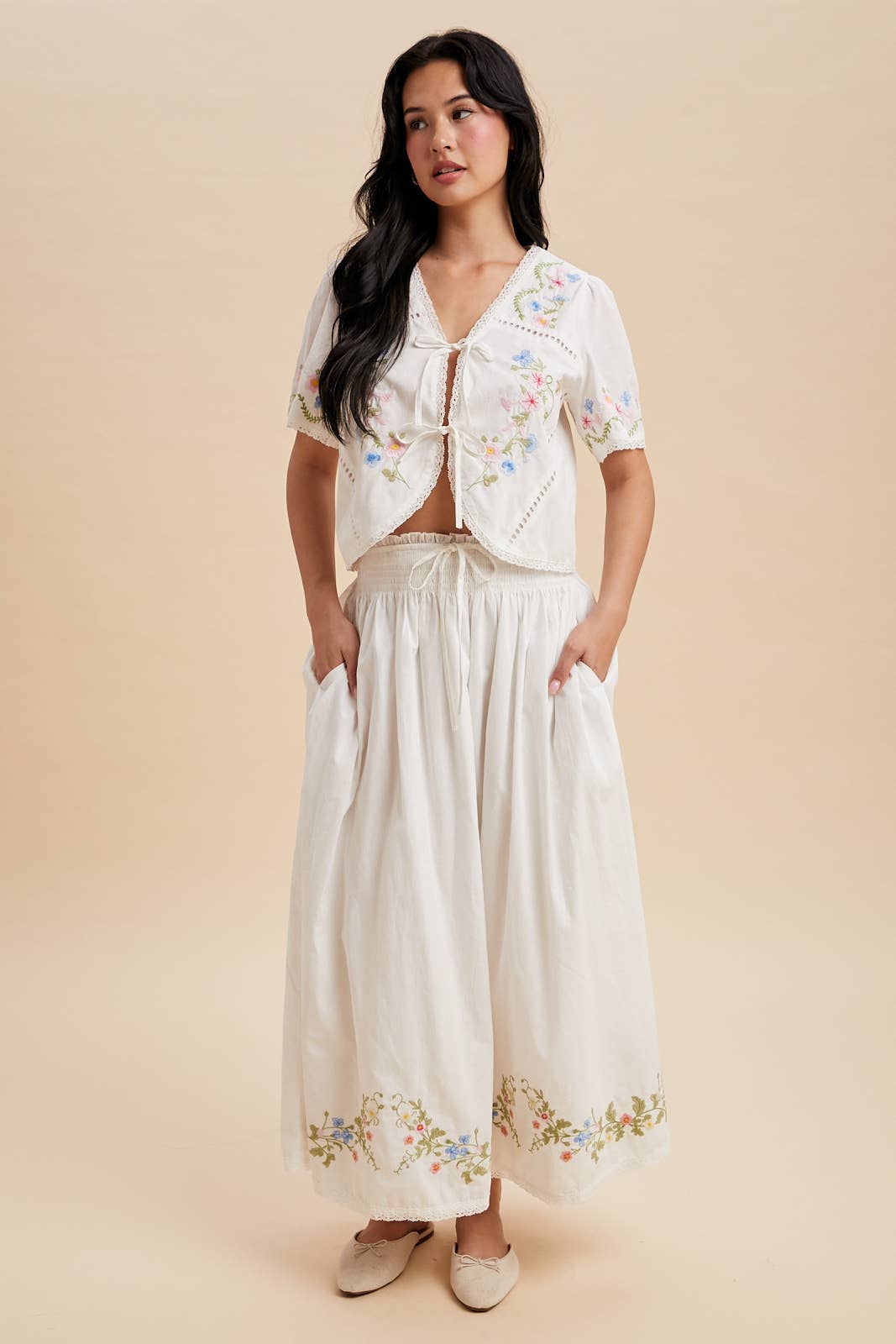 EMBROIDERED SKIRT + TOP SET