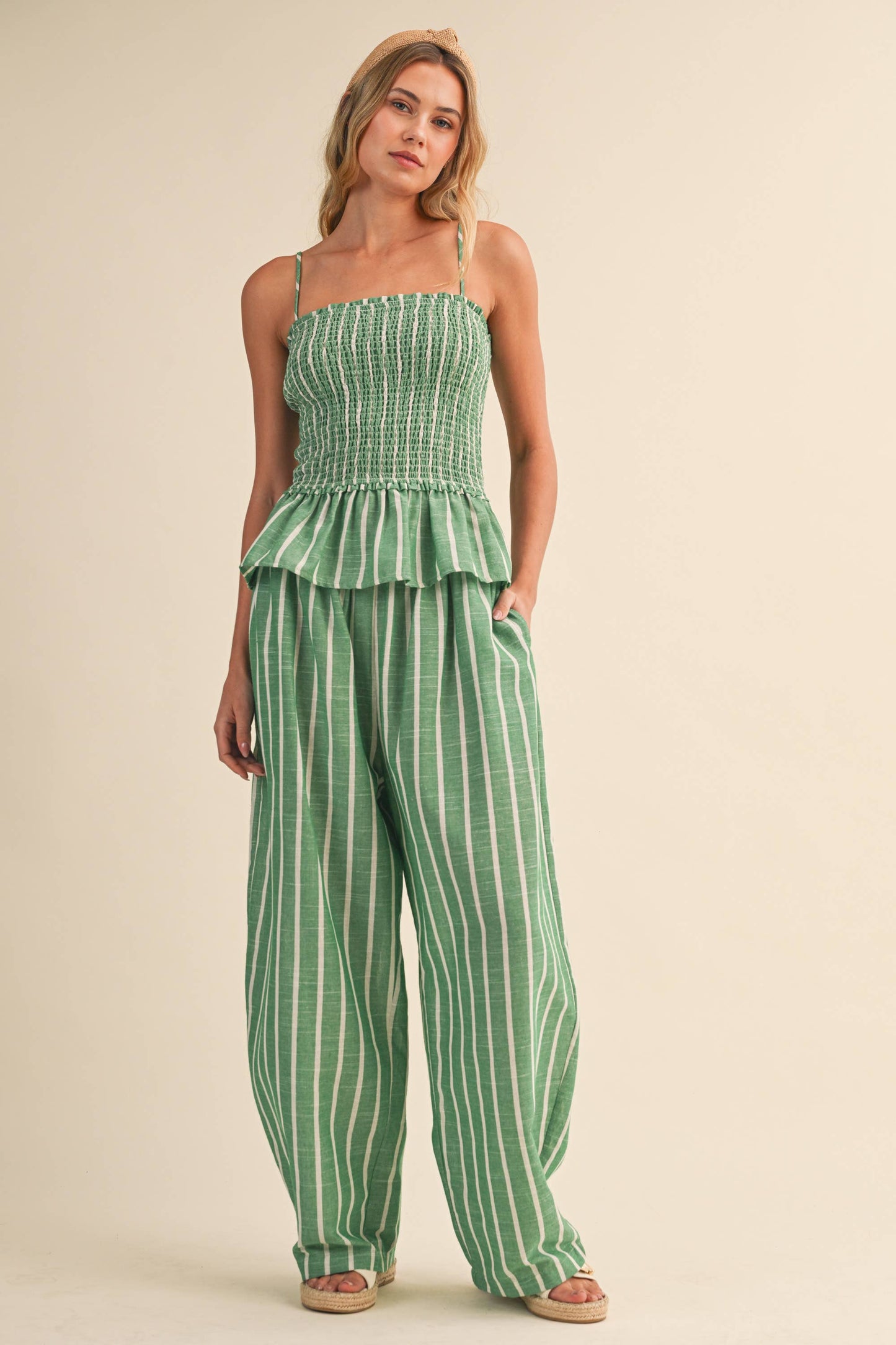 Seabreeze Stripe Linen Blend Pants Set