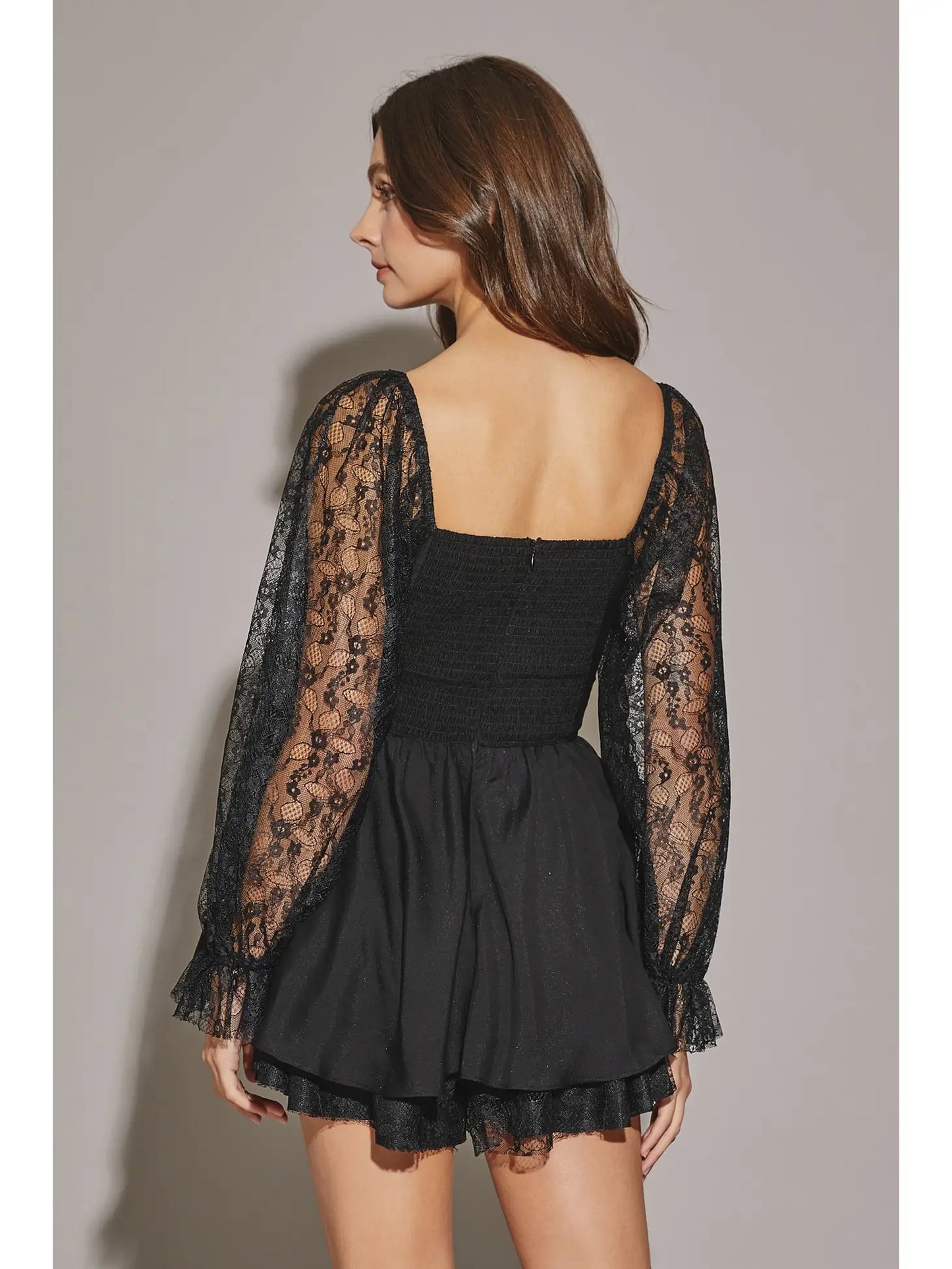MS Lacey Sleeve Black Dress