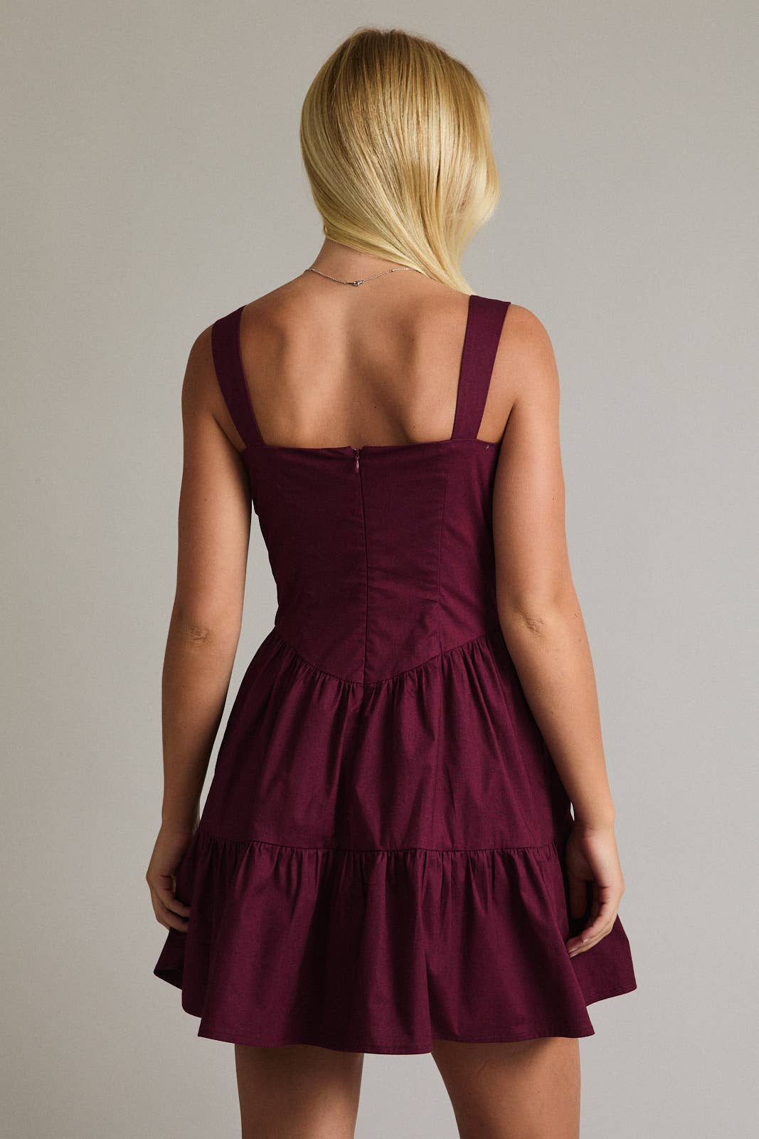 Bordeaux Ruched Corset Mini Dress