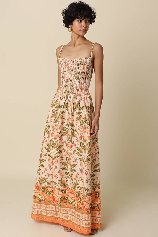 Sienna Botanical Border Maxi Dress