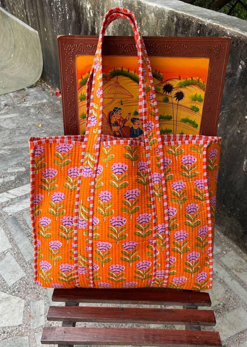 Marigold Bloom Quilted Tote