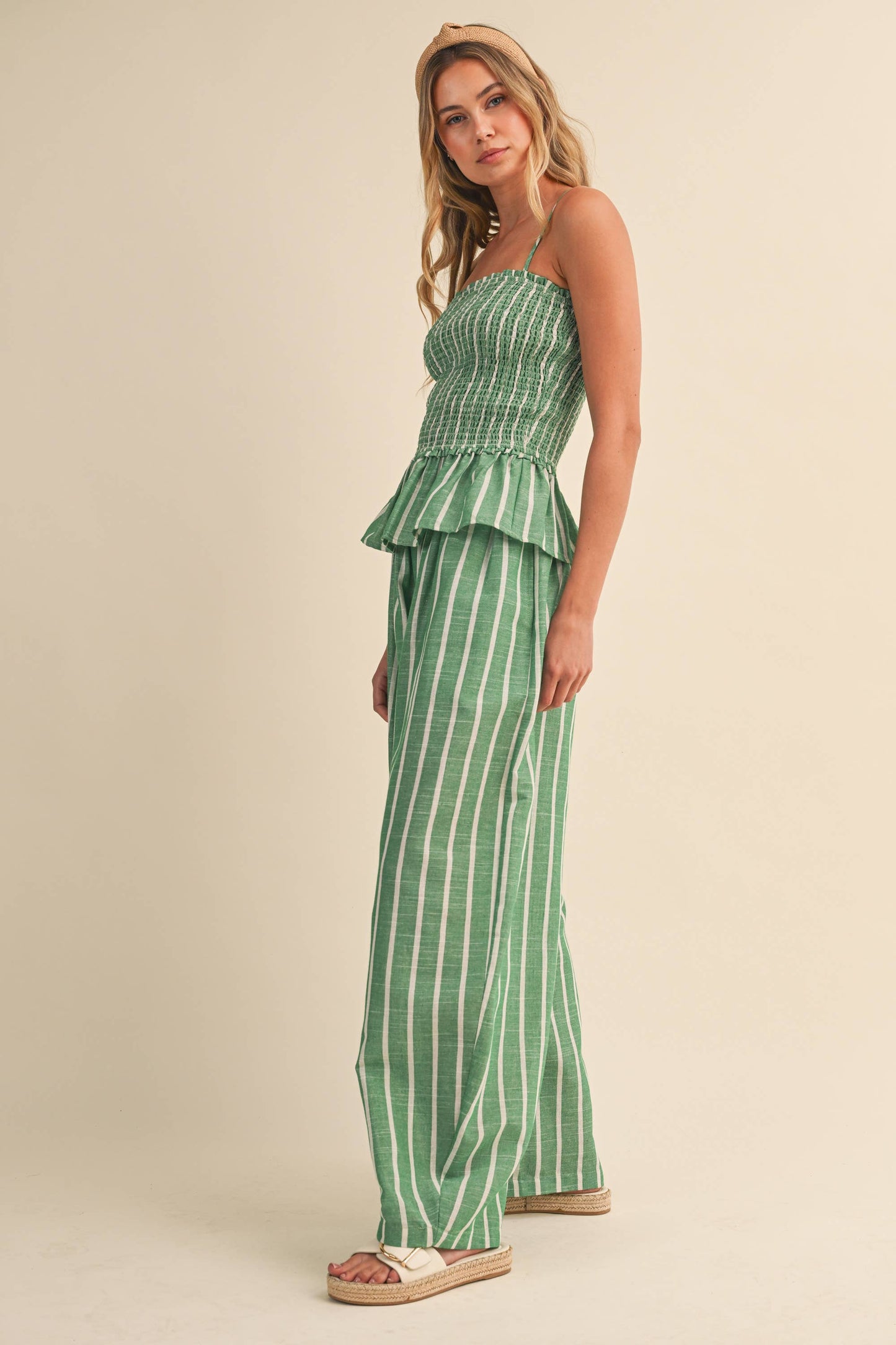 Seabreeze Stripe Linen Blend Pants Set