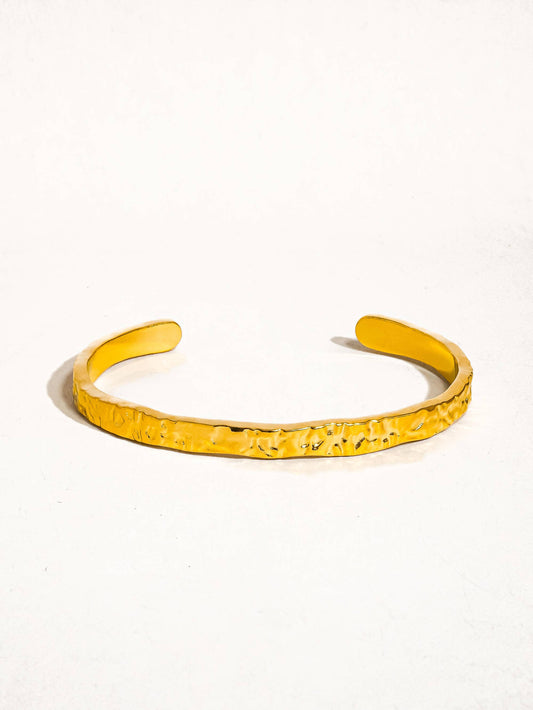 Bastien 18K Gold Non-Tarnish Textured Thin Bangle