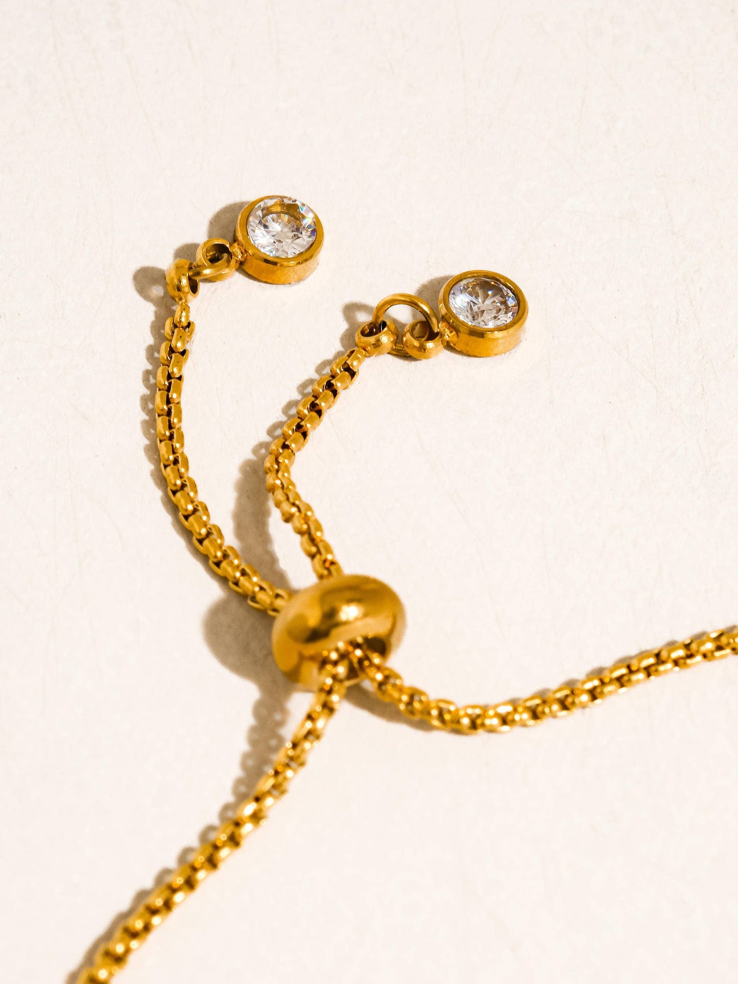 Montessa 18K Gold Non-Tarnish CZ Adjustable Bar Bracelet