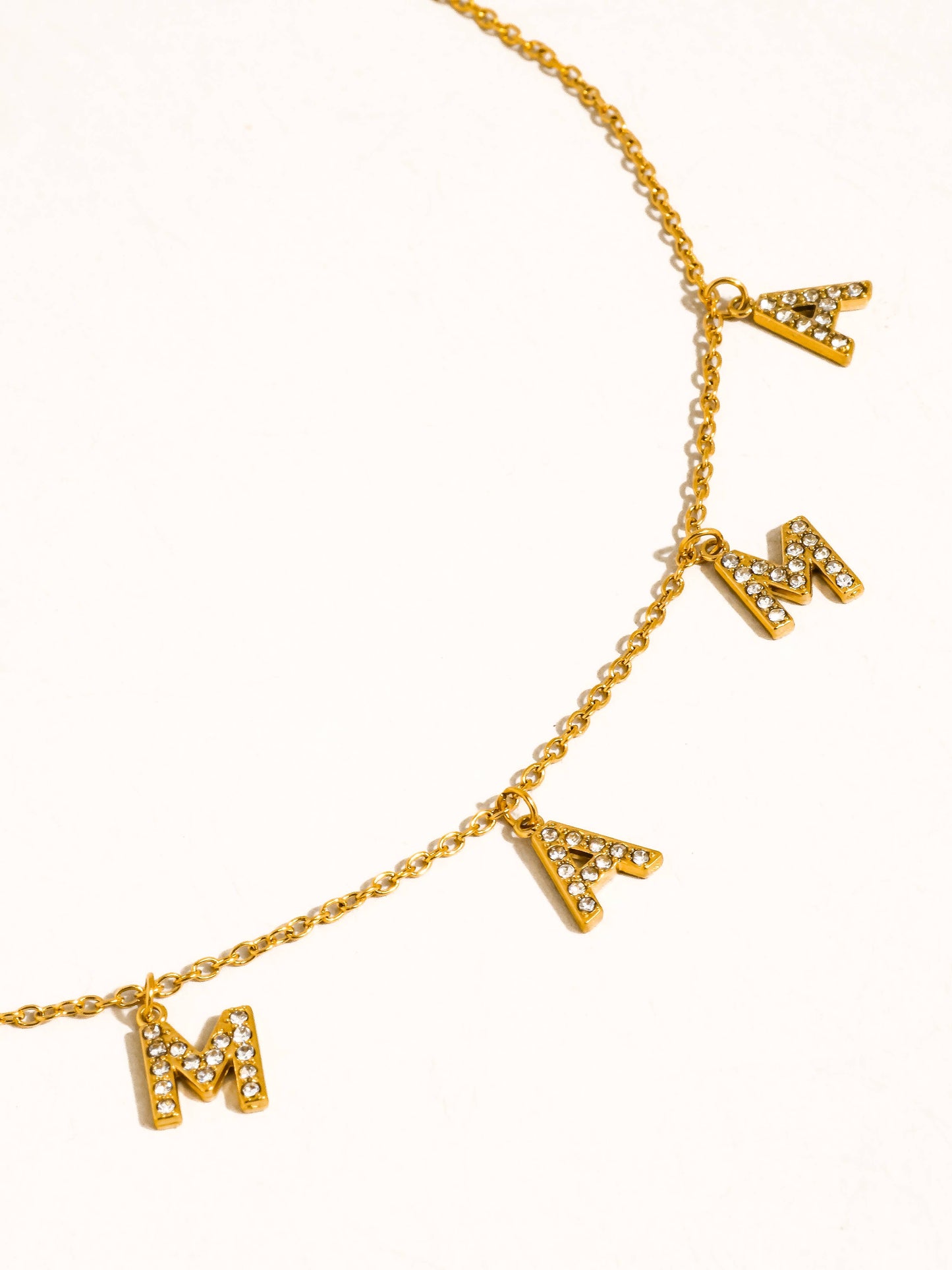 Moana CZ Mama Letter Necklace