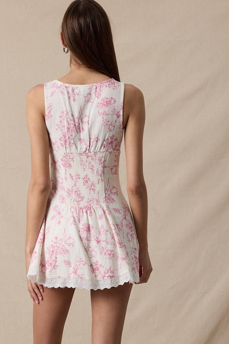 HIBISCUS LACE MINI DRESS