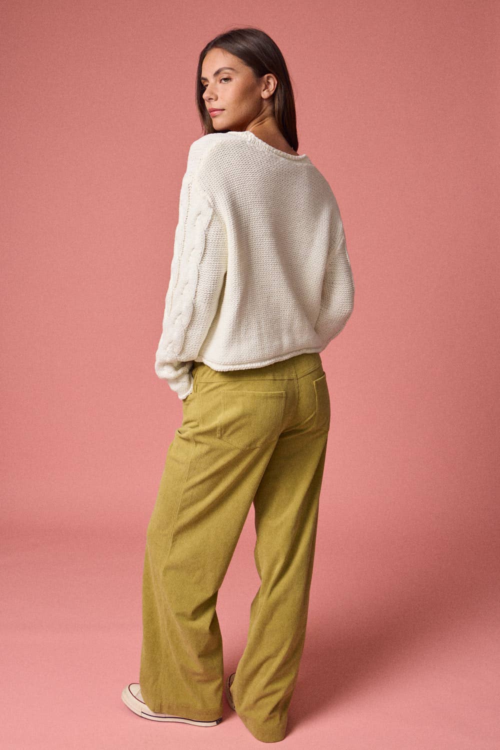 Off White Cable Knit Cropped Sweater