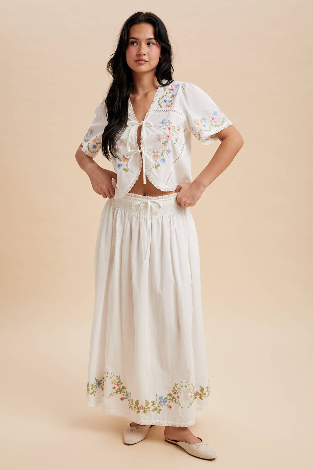 EMBROIDERED SKIRT + TOP SET