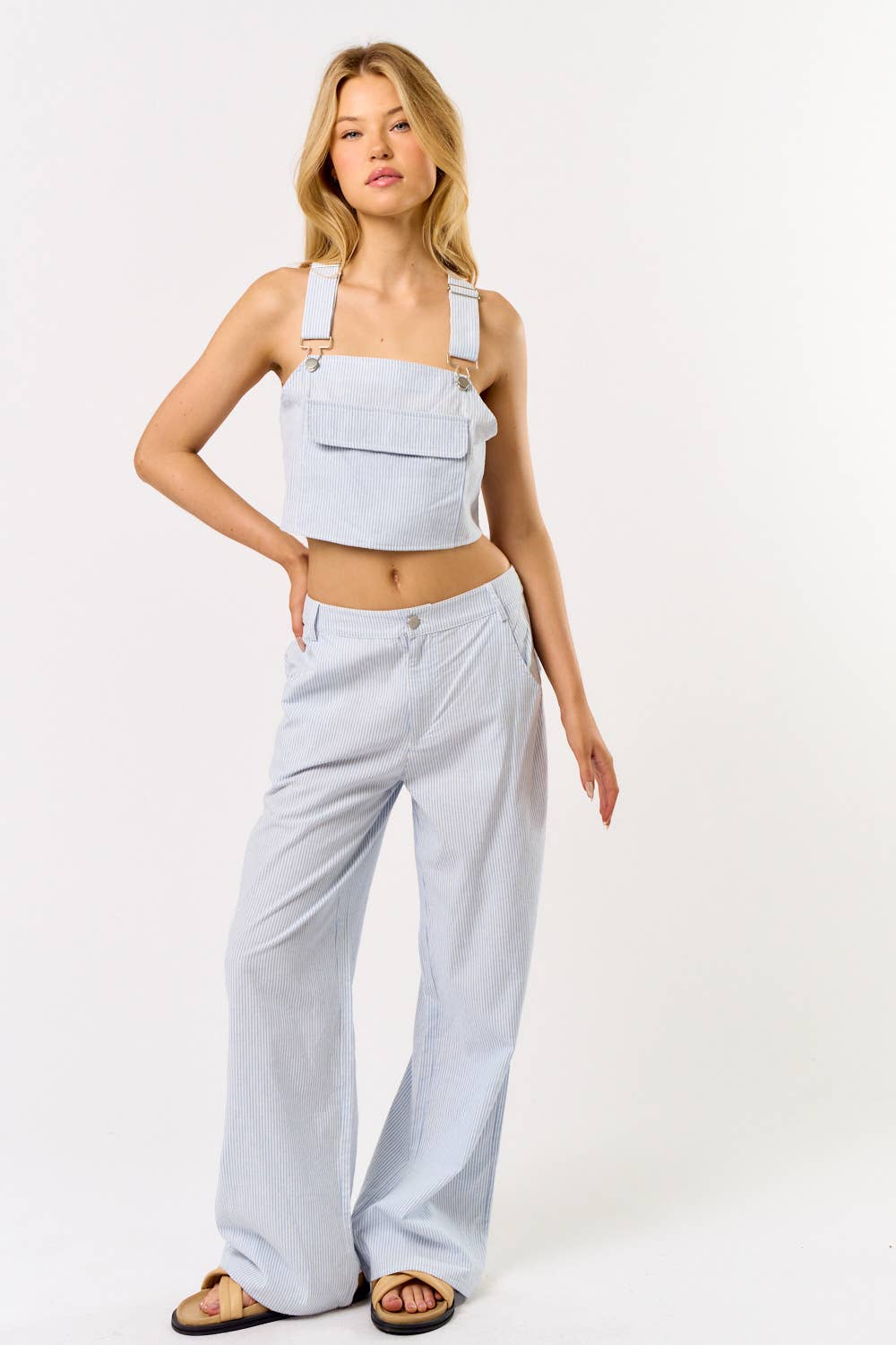 Striped Overall Set