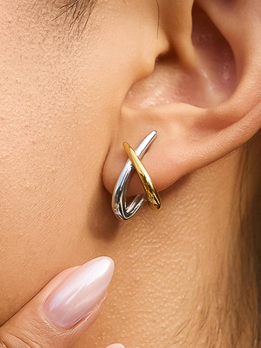 Staven Two Tone Crossover Earrings