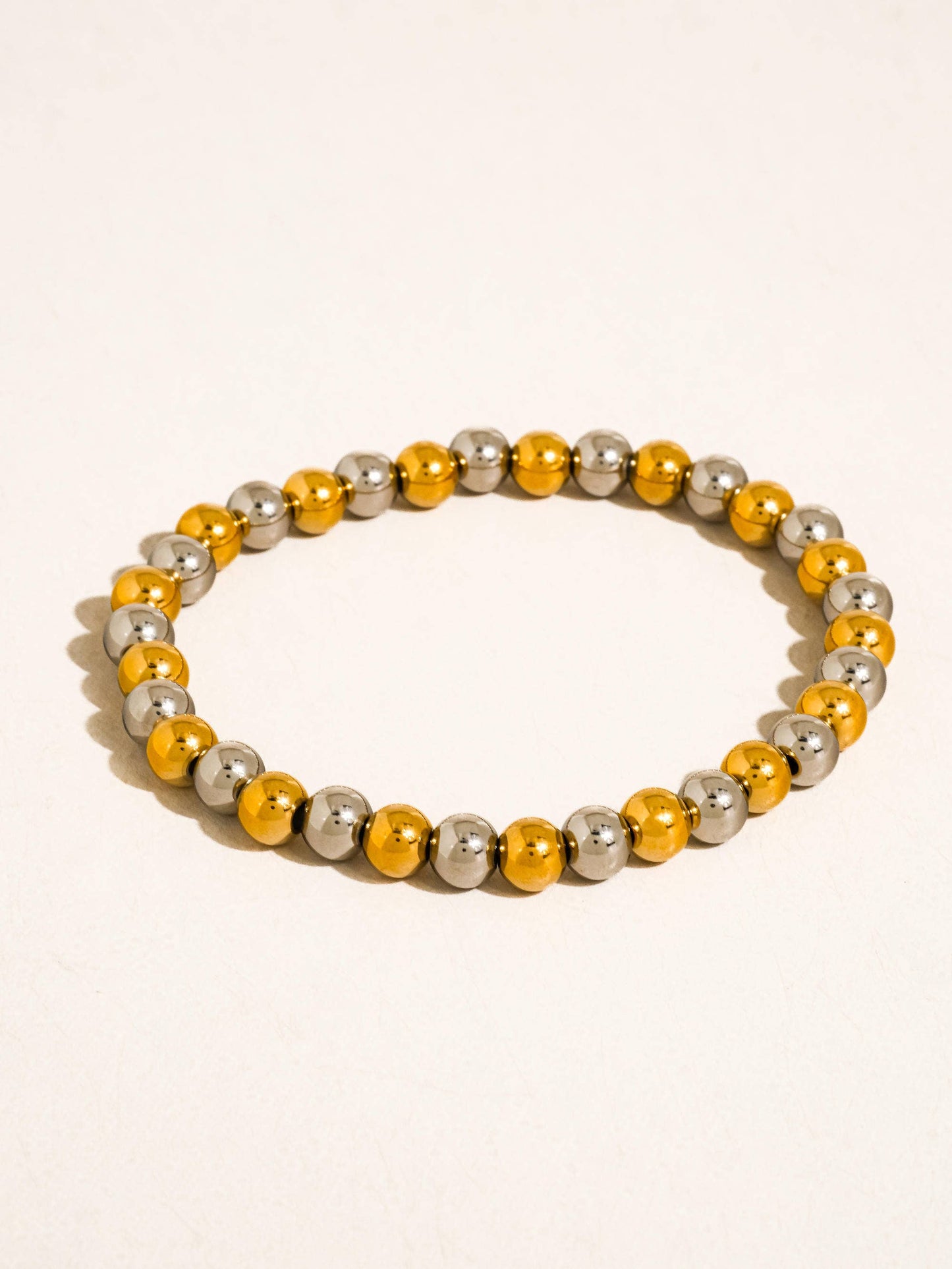 Perlisse 18K Gold Non-Tarnish Two Tone Beaded Bracelet