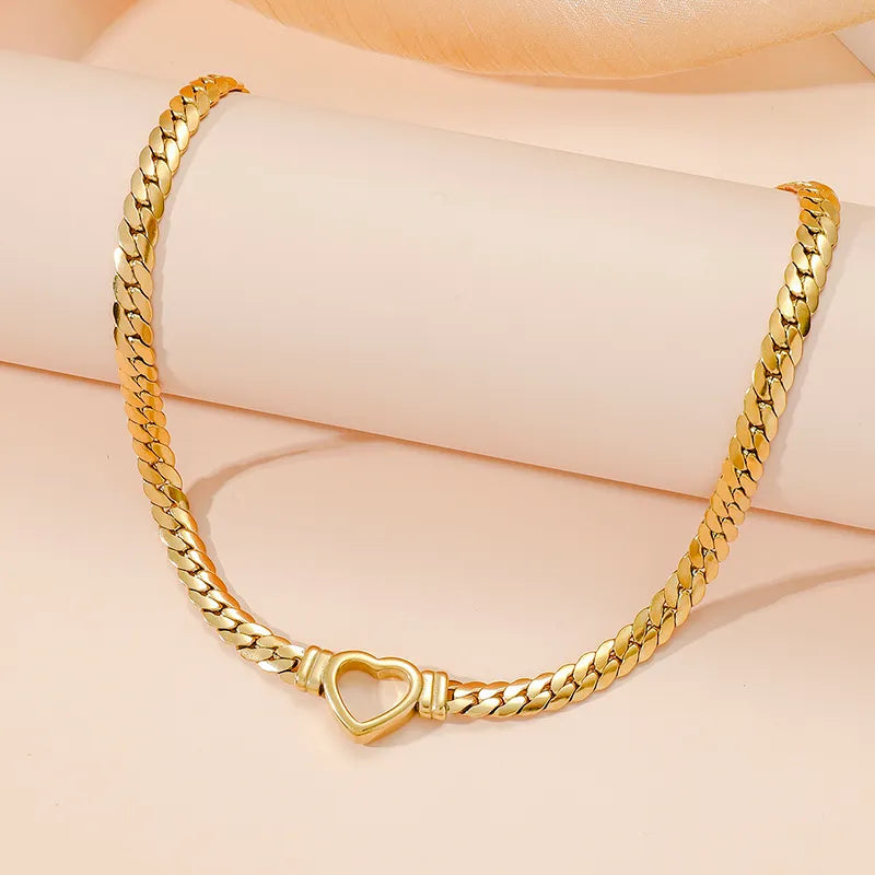 Heart 18K Plated Gold Choker Chain Necklace