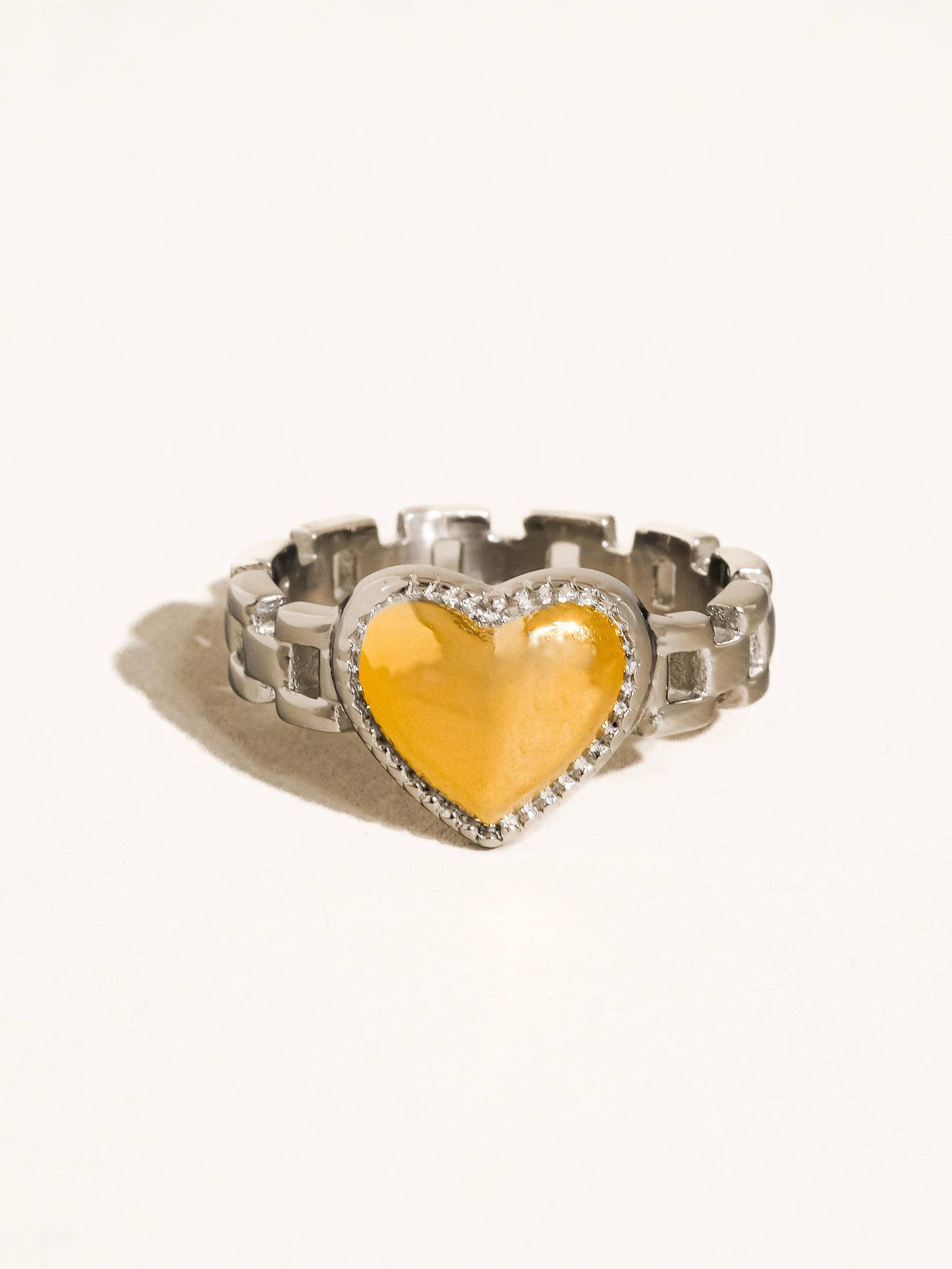 Storm 18K Gold Non-Tarnish Heart Watchband Ring