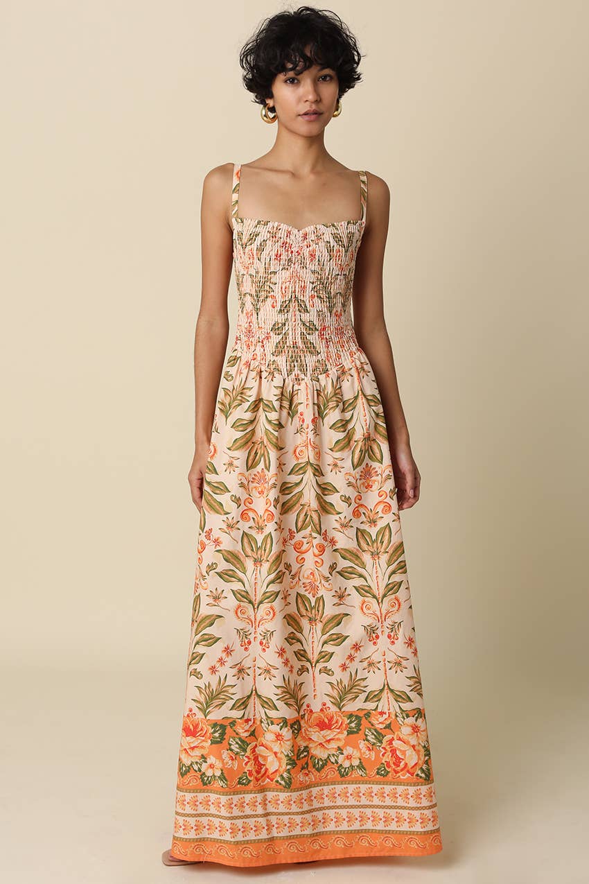 Sienna Botanical Border Maxi Dress