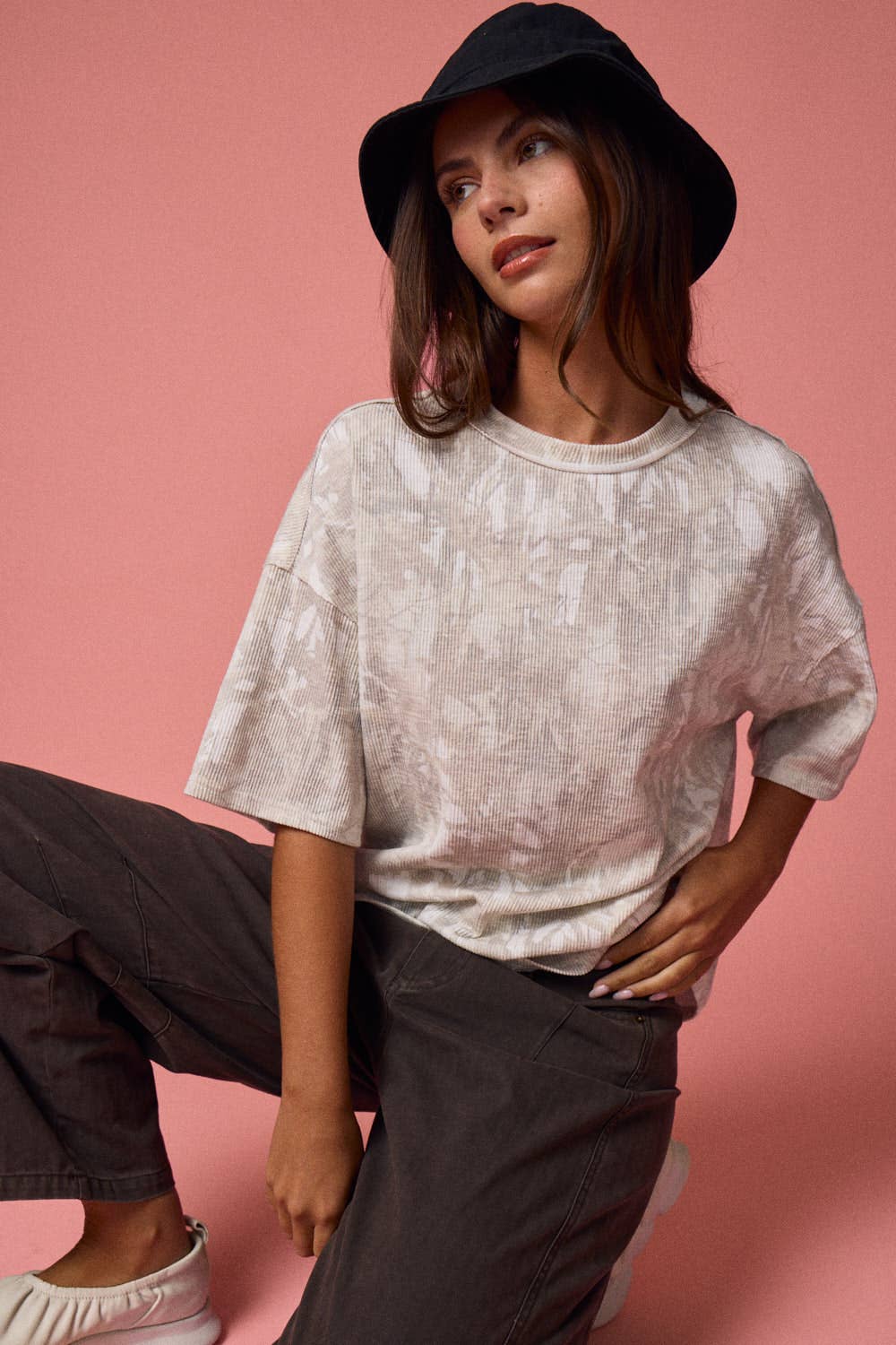Camo Ribbed Loose Fit Tee