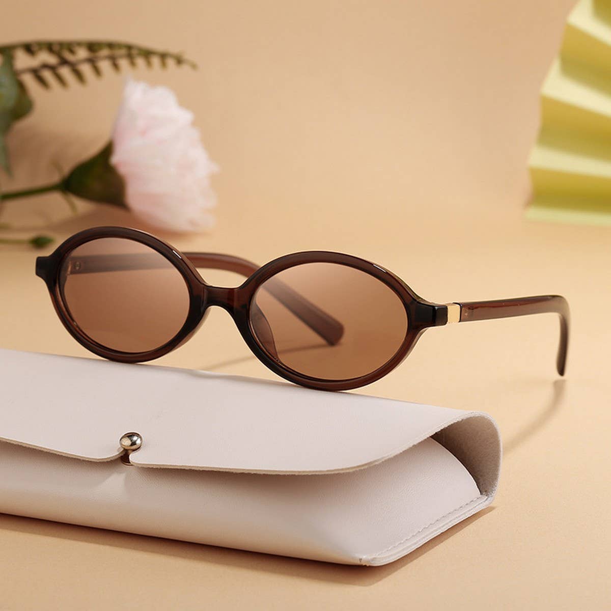 Retro Street Style Small Oval Frame Sunglasses