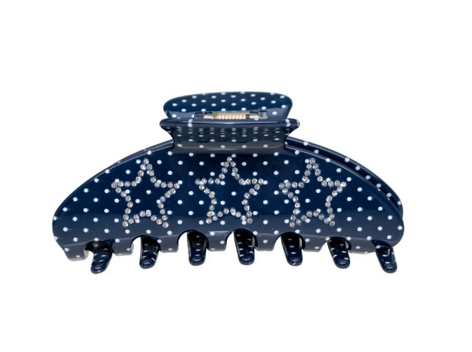 Navy Polka Dot Darling Big Effing Claw Clip