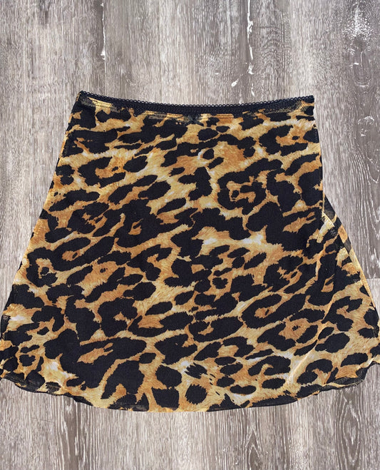 Mesh Bow Skirt Leopard