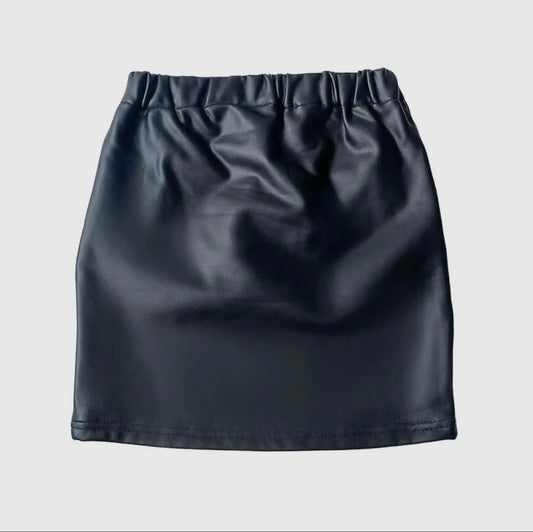 Black Faux Leather Skirt - LO