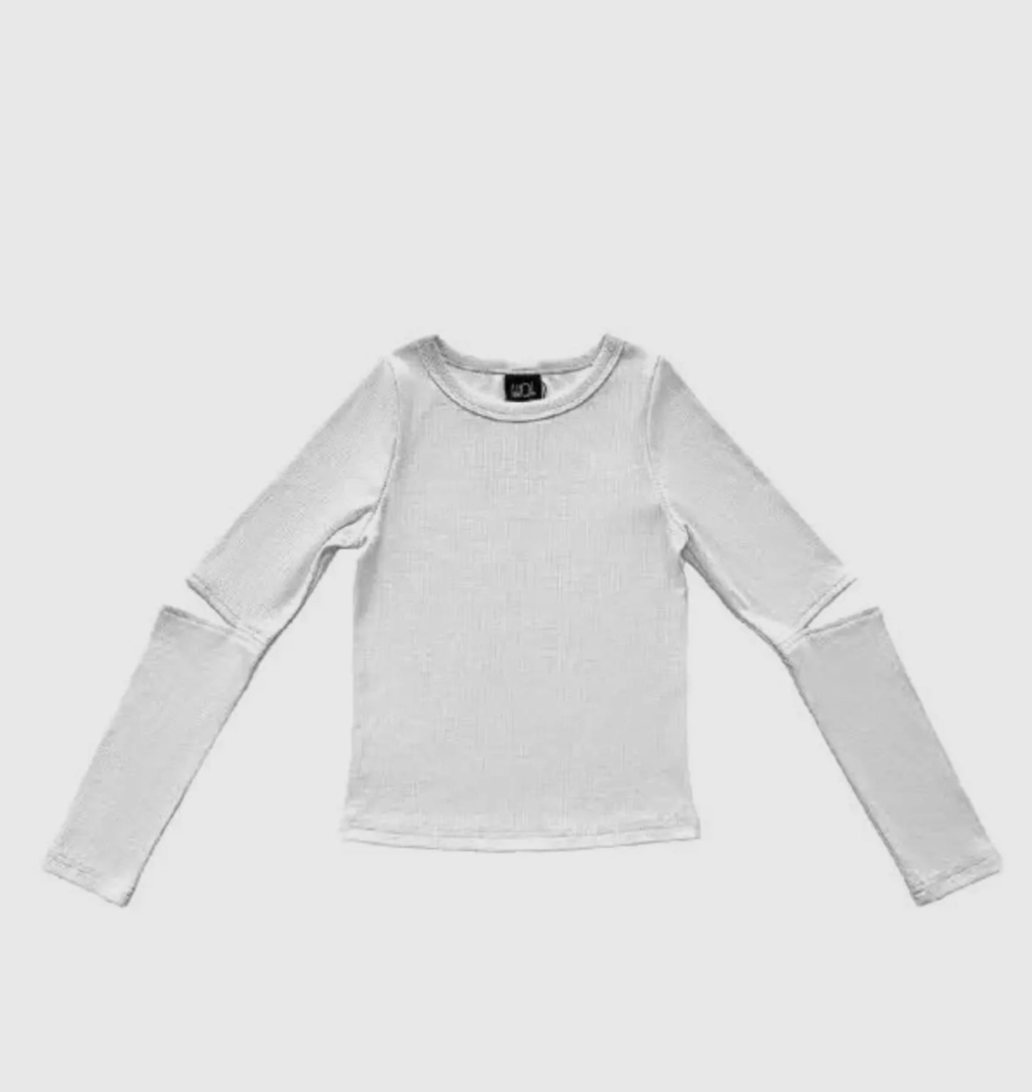White Ribbed Long Sleeve Top - LO