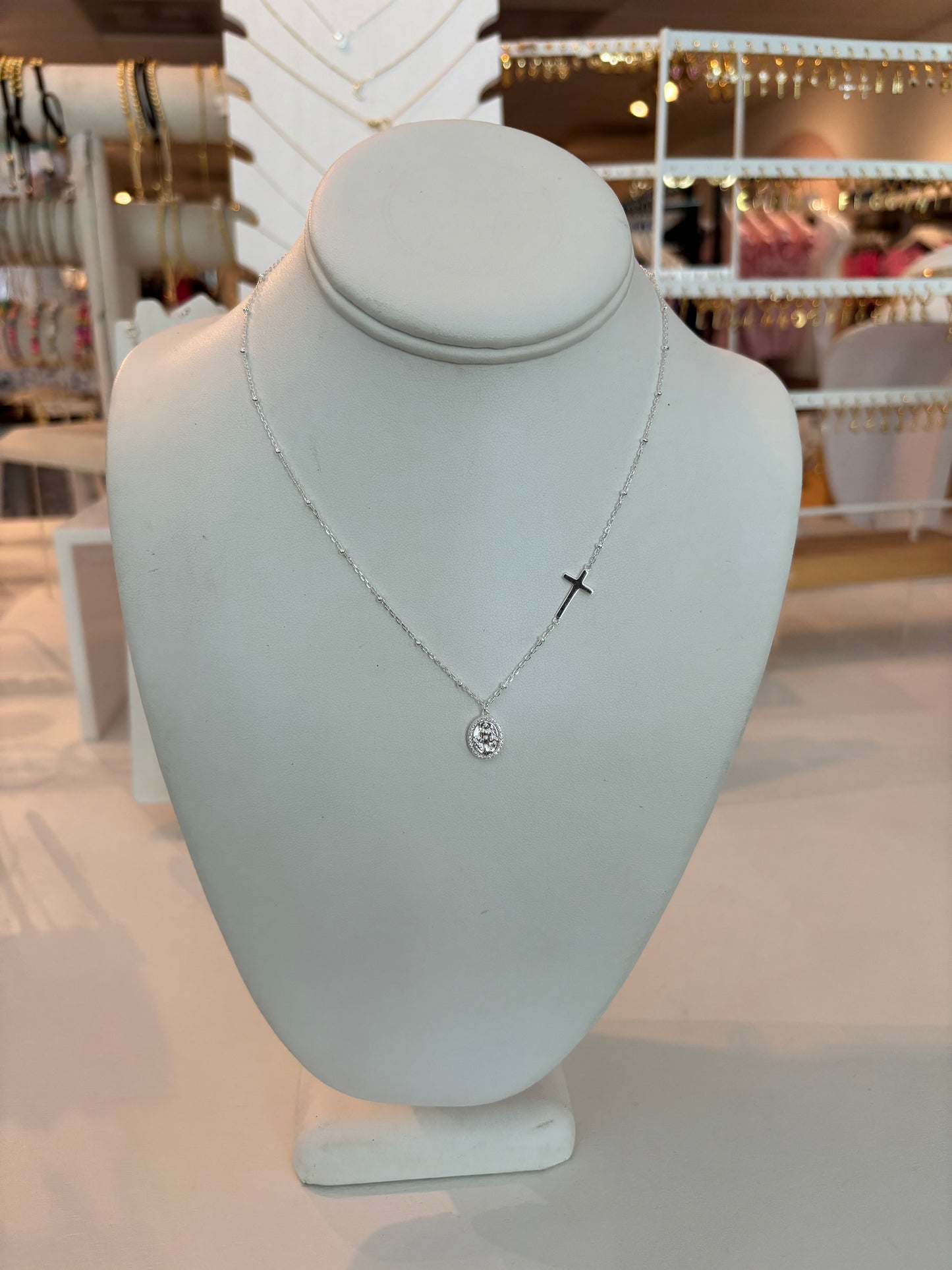 Sterling Silver Gold Plated Cross Jesus Dainty Necklace