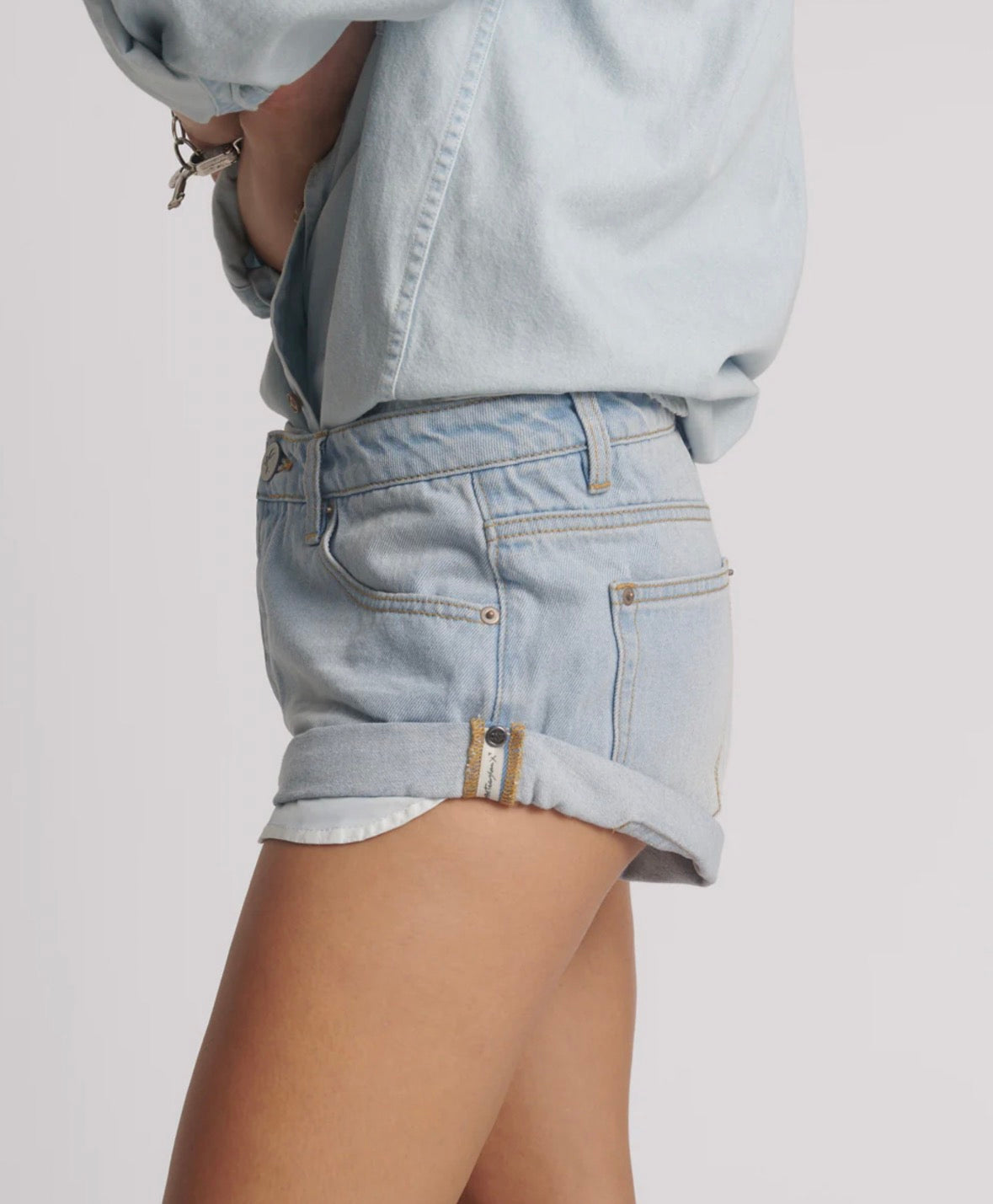 Cyber Blue Bandits Low Waist Messed Up Denim Shorts