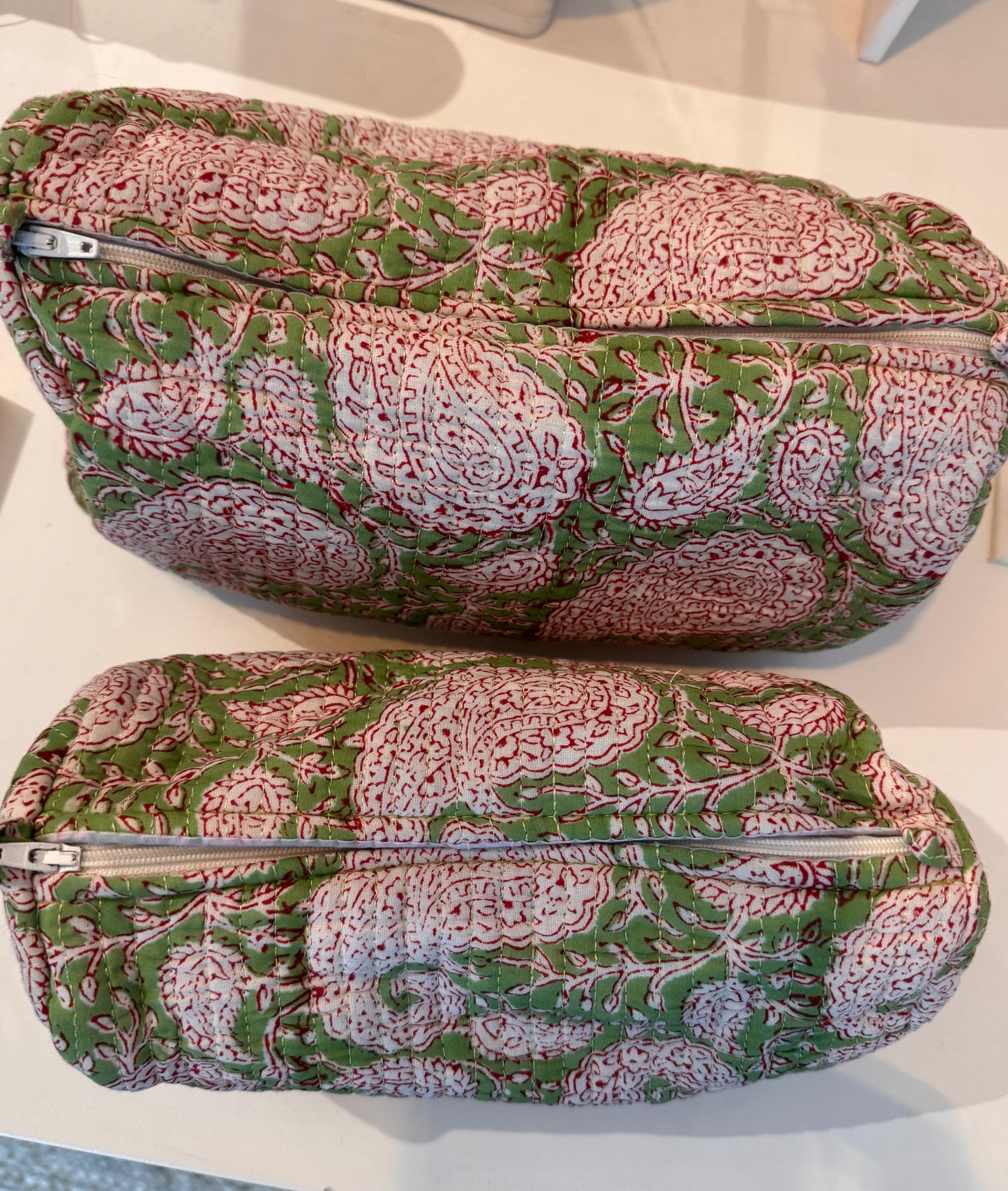 Travel Make up Bag Quilted Cotton Block Print