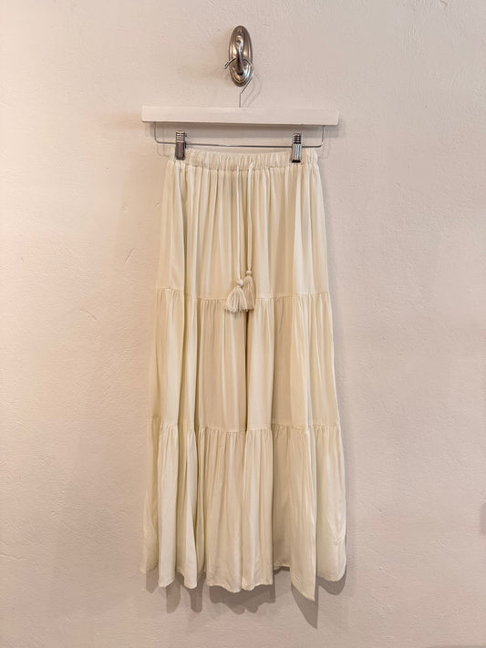 Esme Vintage White Tiered Maxi Skirt
