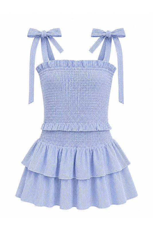 Tween Emerson Dress Baby Blue Seersucker
