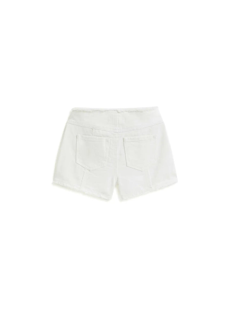 Girls White Weekender Destruction Shorts - TR