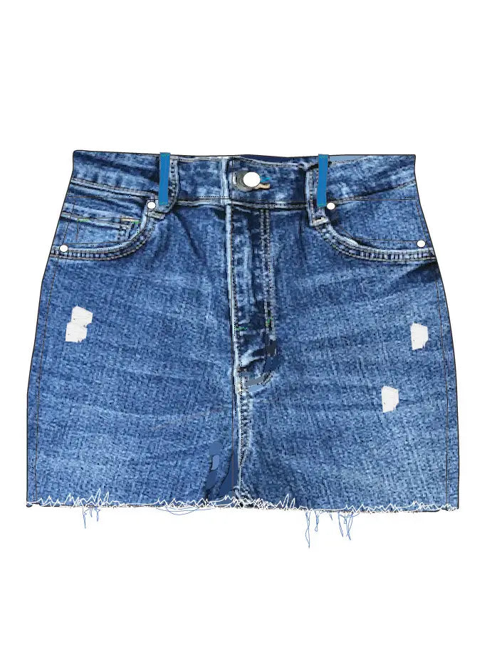 Girls Denim Mini Fray Hem Skirt - TR