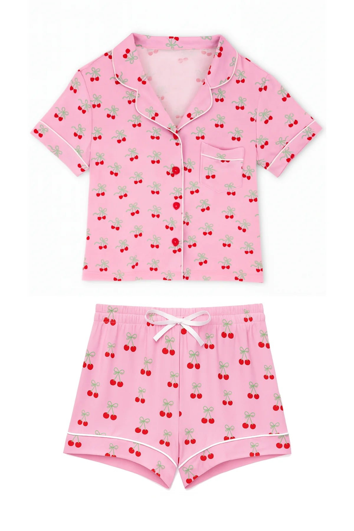JR Lily Cropped Cherry Bow Lounge Set