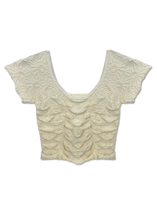 Cream Maizie Ruched Seamless Tee